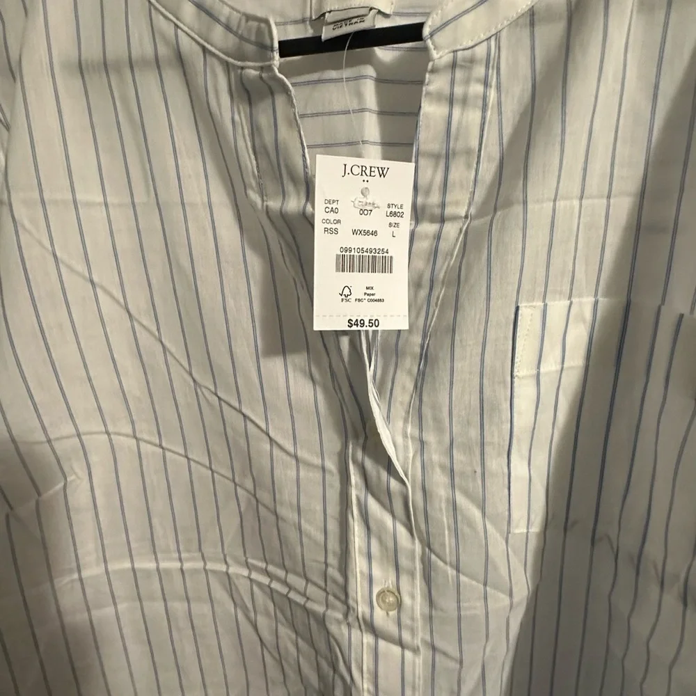 J Crew short sleeve button down v neck tie front top - Picture 2 of 8